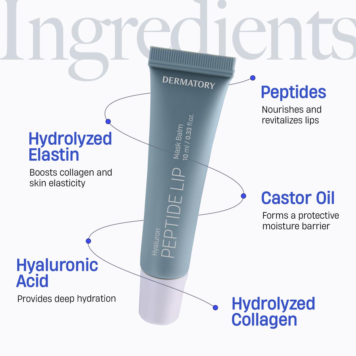 DERMATORY Hyalluron Peptide Lip Mask Texture close-up reveals glossy, cushiony feel.