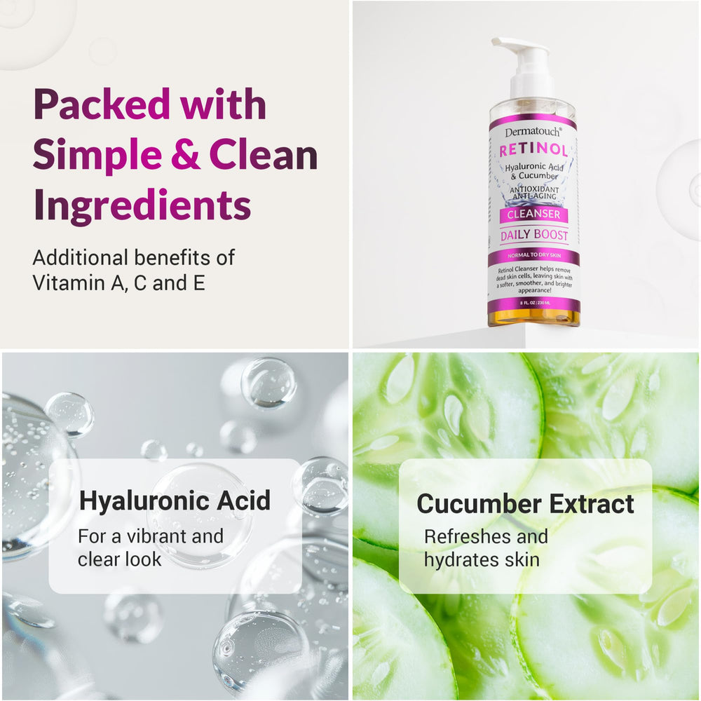 DERMATOUCH cucumber refreshing image shows natural cleanse that helps remove dirt and makeup gently