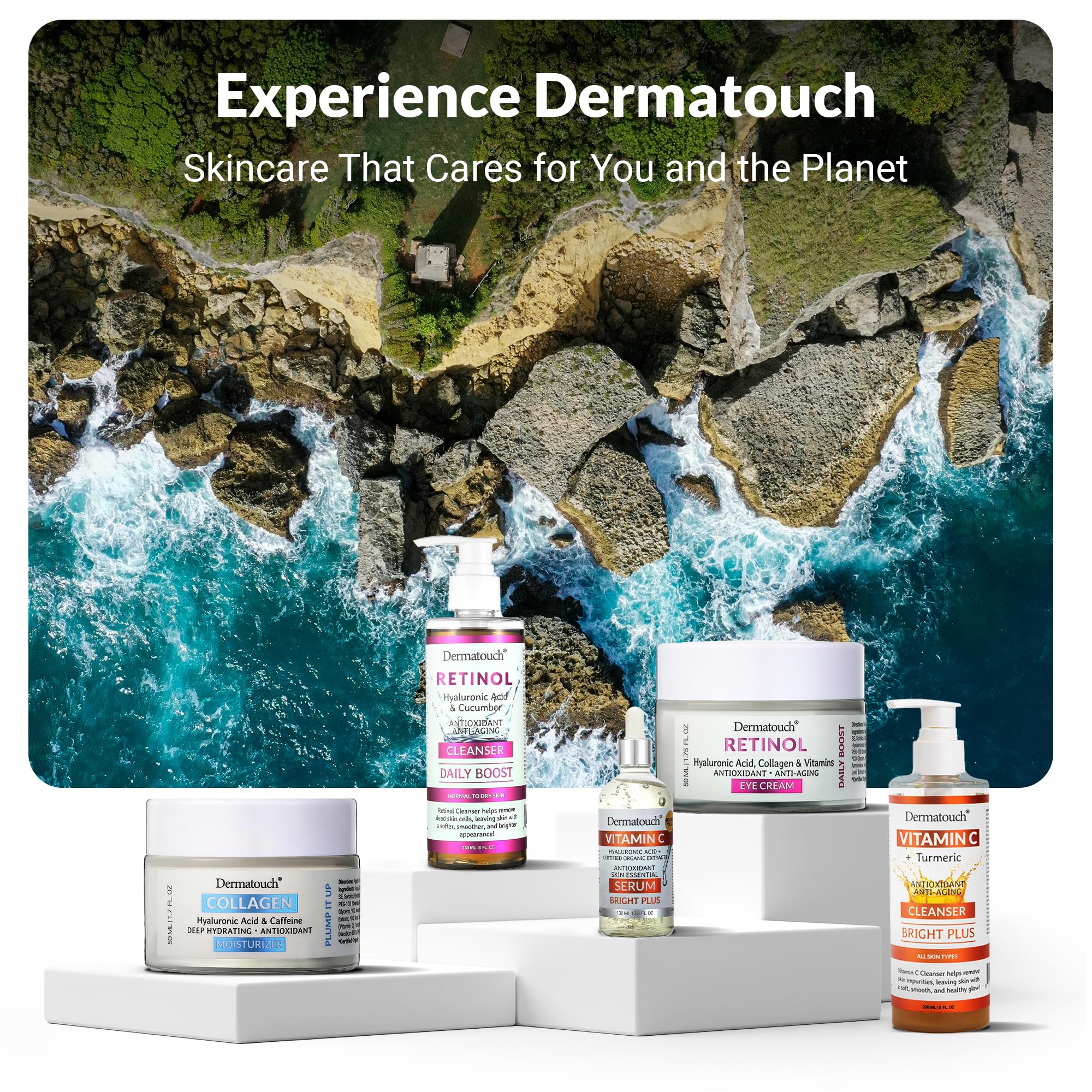 DERMATOUCH daily routine application image conveys simple, effortless cleanse that fits busy mornings