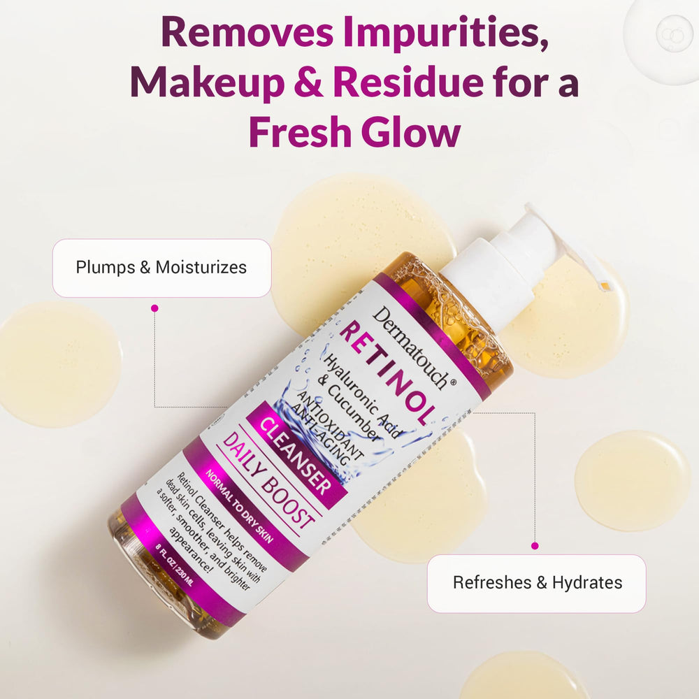 DERMATOUCH Hyaluronic Acid emphasis bottle focuses on hydration boosting suppleness and smoother texture