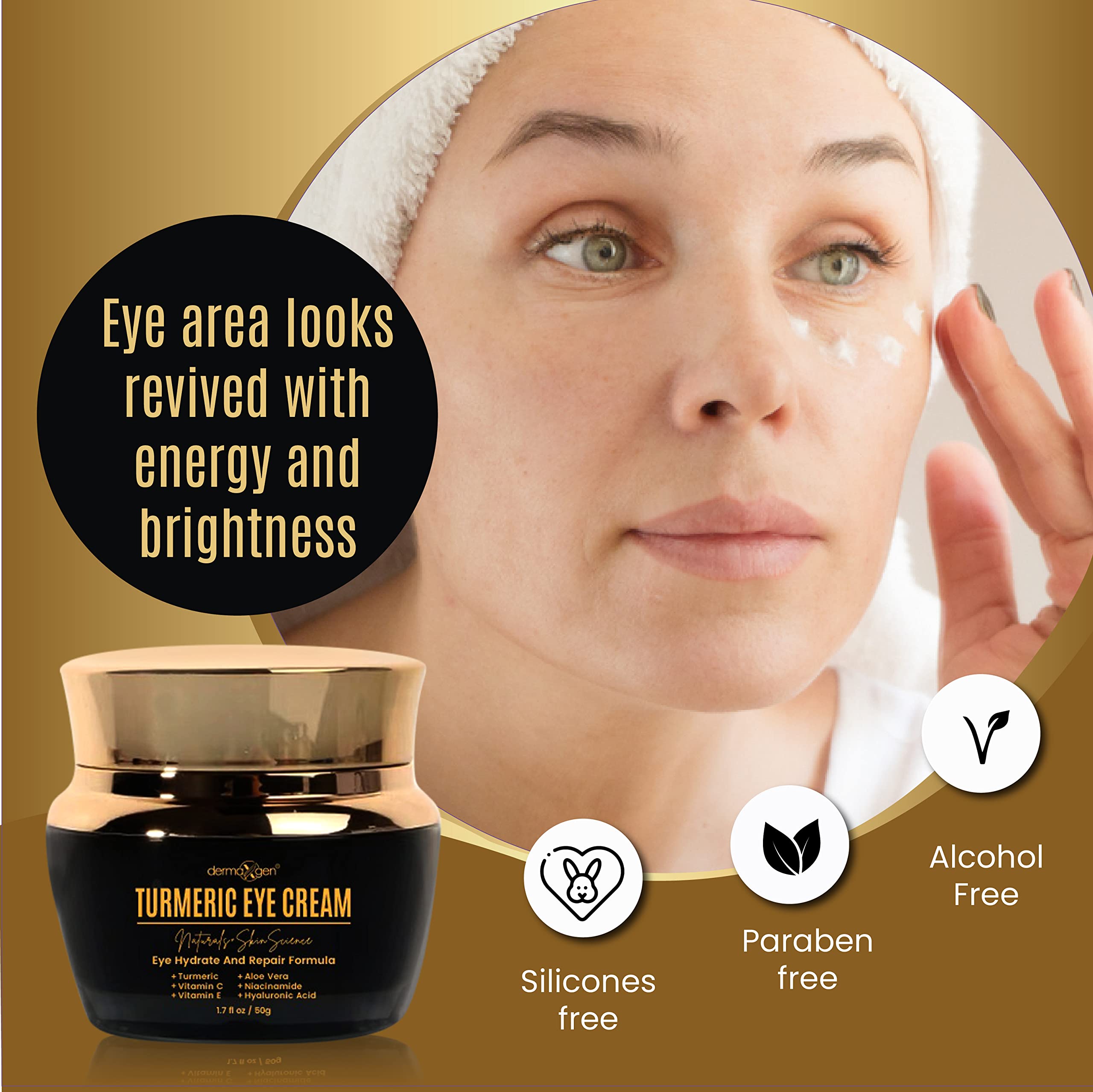DERMAXGEN Aloe and Niacinamide hydration supports calm, hydrated under-eye skin