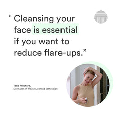 Dermazen Purifying Facial Cleanser foaming lather demonstrates cleansing action for a fresh feel.