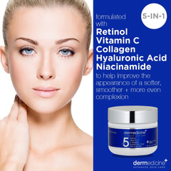 Dermedicine 5in1 texture swirl shows rich, hydrating cream for smoother skin.