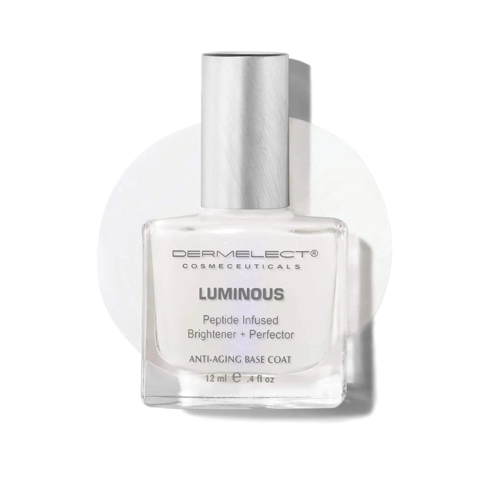 Dermelect Luminous Nail Brightening Treatment brush enables precise application for even coverage.