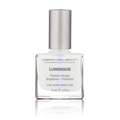 Dermelect Luminous Nail Brightening Treatment milky shade on nail conceals stains gracefully.