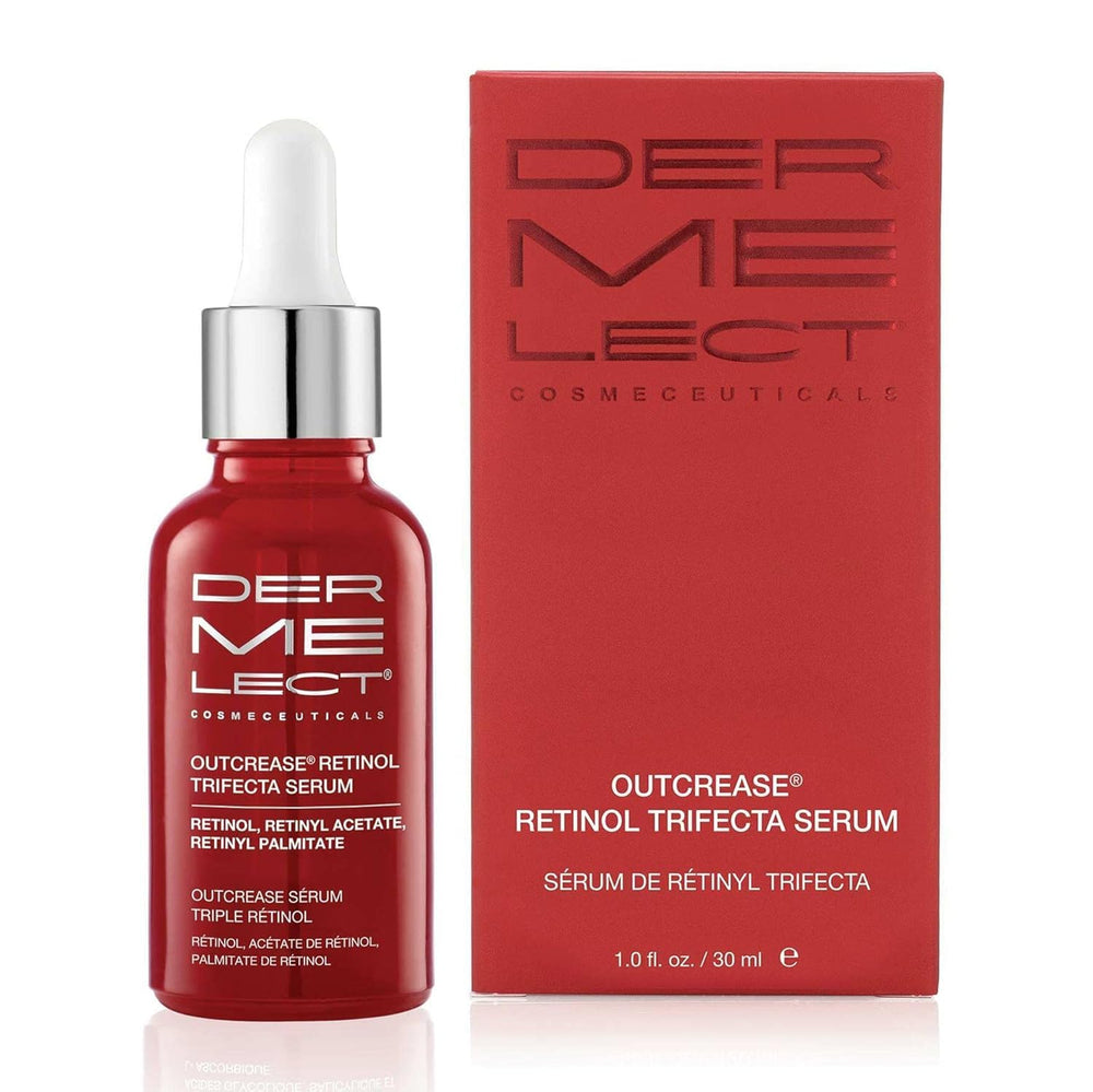 Dermelect Outcrease serum bottle for anti-aging care and smoother skin.