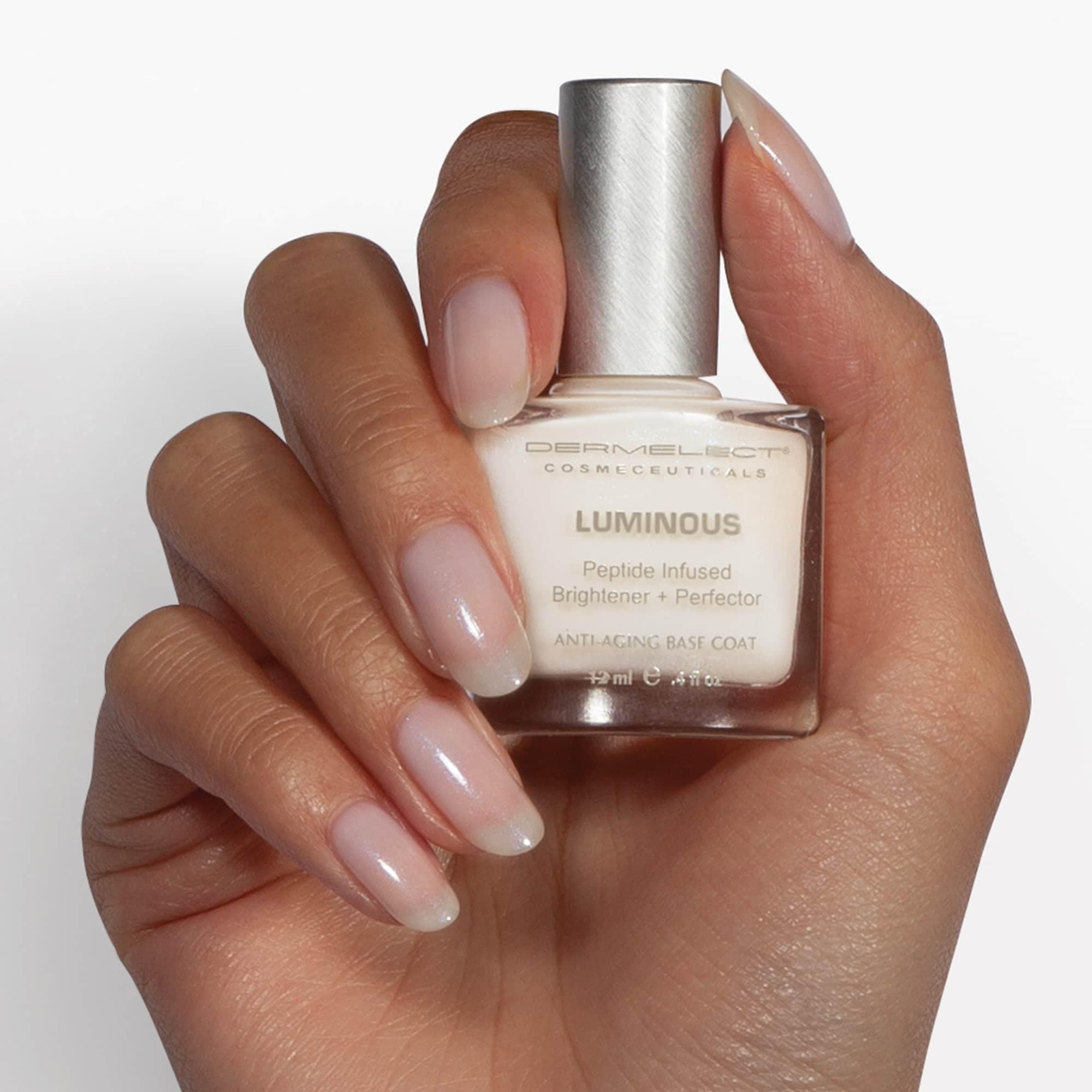 Dermelect Protein-Peptide formulation swirl suggests nourishing, strengthening nail care.