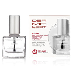 Dermelect Resist Nail Bite Inhibitor bottle—clear deterrent supports healthier nail growth.