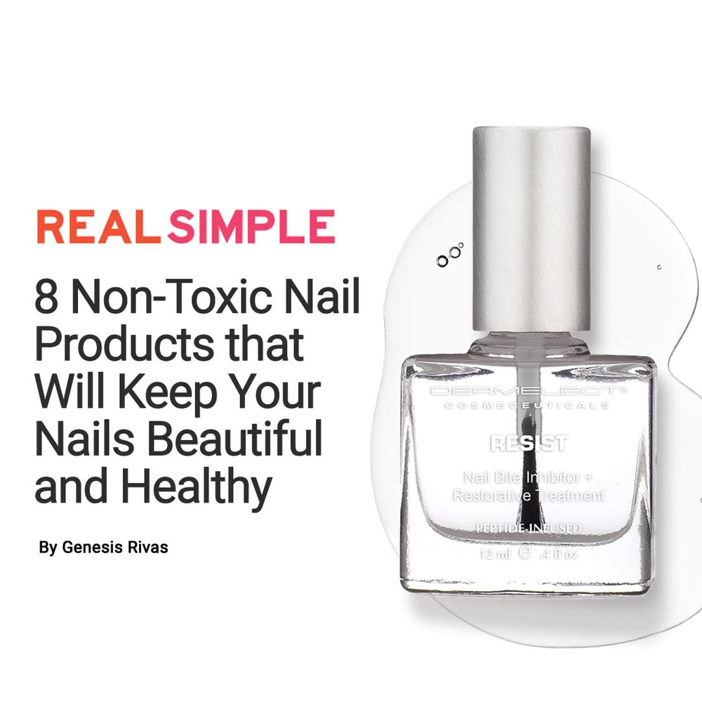 Dermelect Resist product on nails showing clear finish and potential growth support.