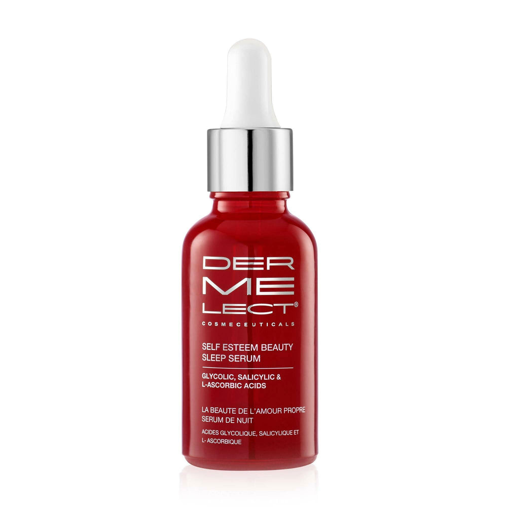 Dermelect Self-Esteem Beauty Sleep Serum application dropper ready for nightly use.