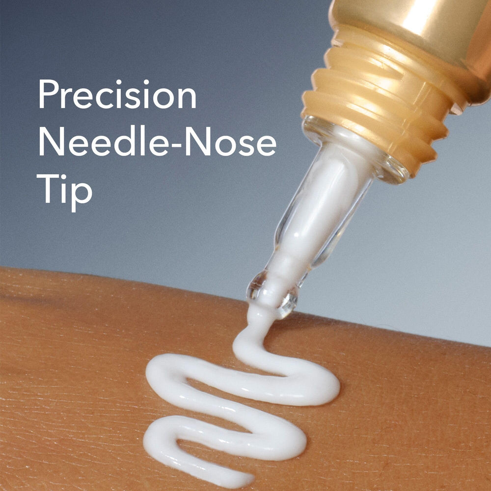 DermInfusions eye cream dispenser application demonstrates easy AM/PM use
