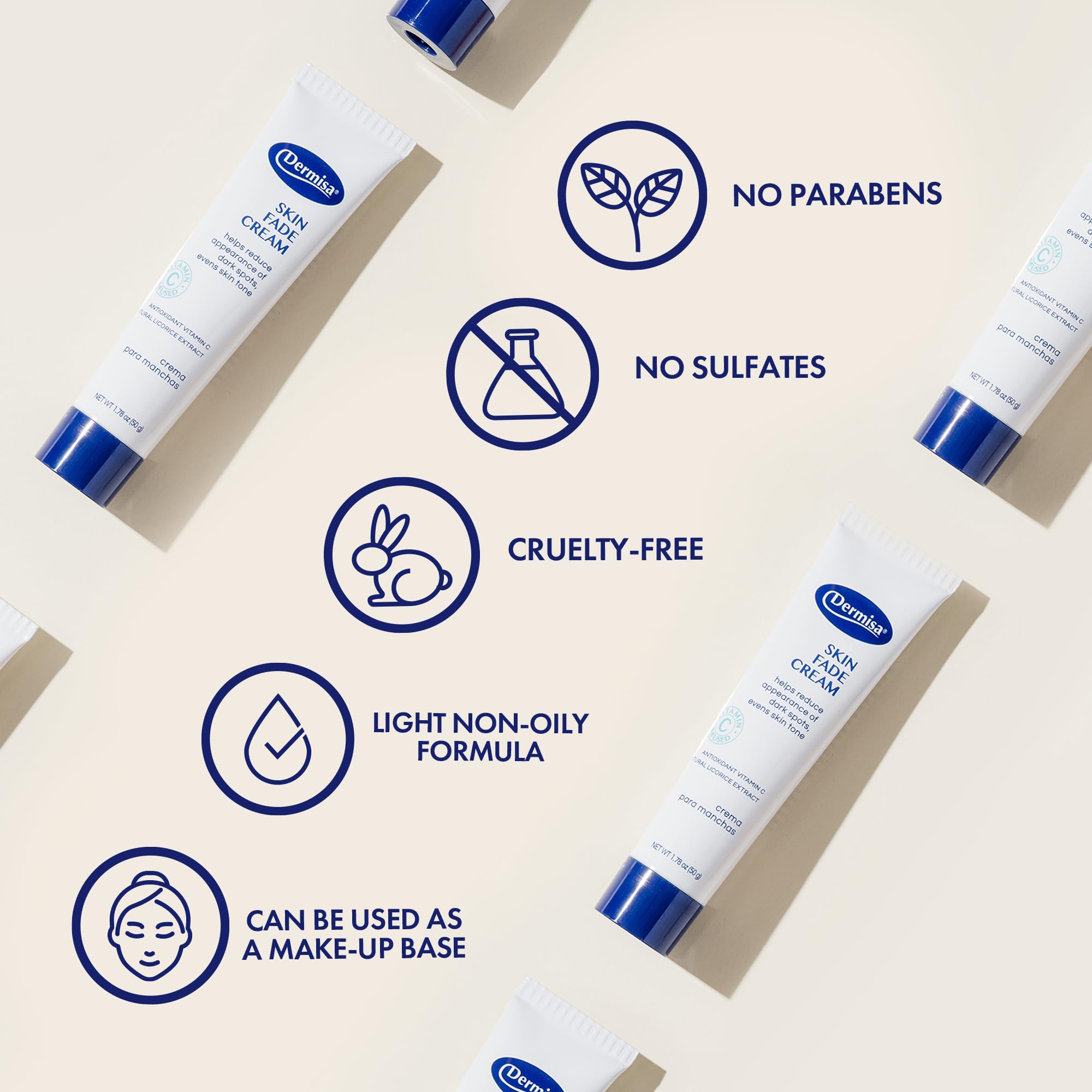 Dermisa Skin Fade Cream skin swatches demonstrate improved tone and clarity.