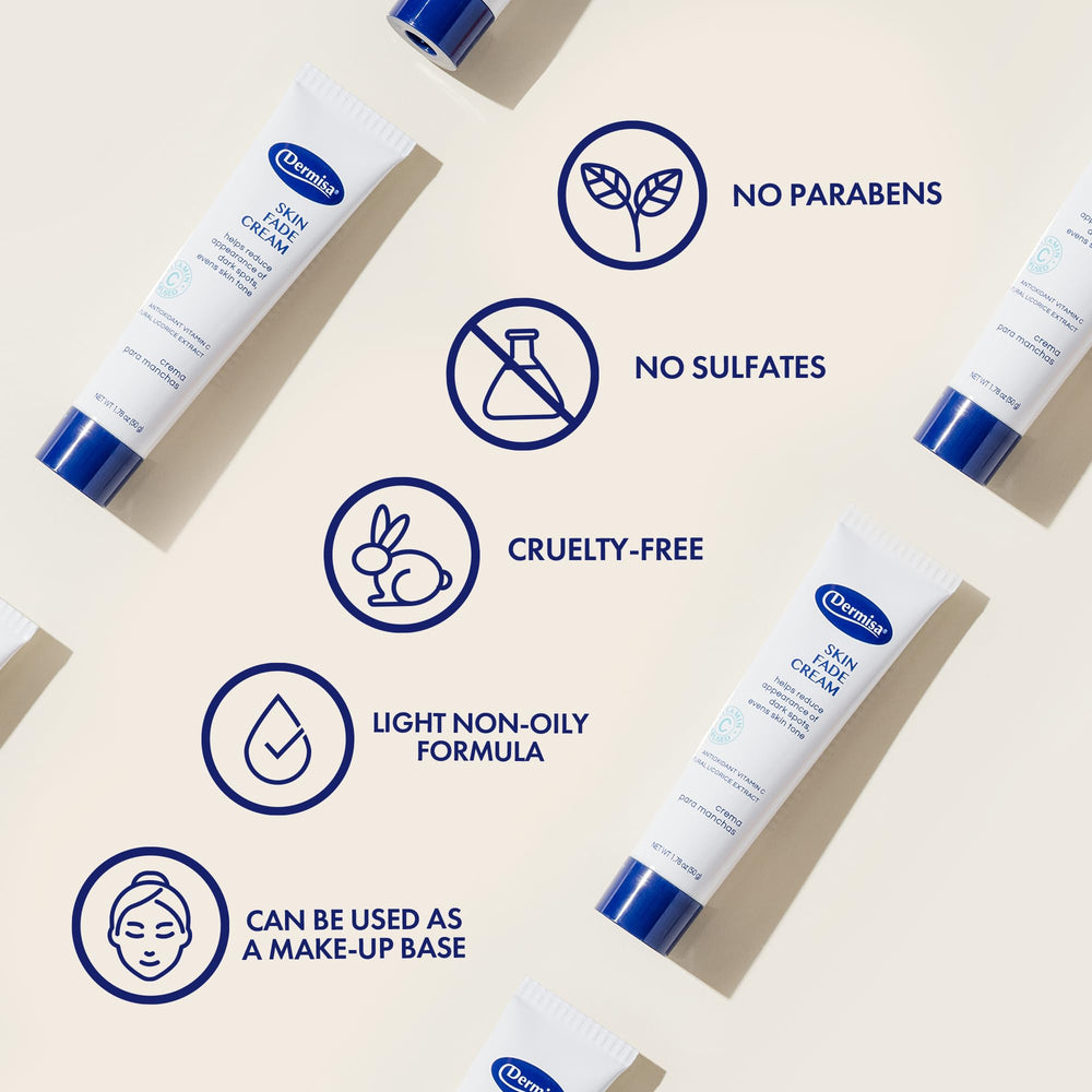 Dermisa Skin Fade Cream skin swatches demonstrate improved tone and clarity.