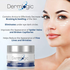 Dermlogic Vitamin K Cream application demonstrates easy, gentle daily use for skin comfort.