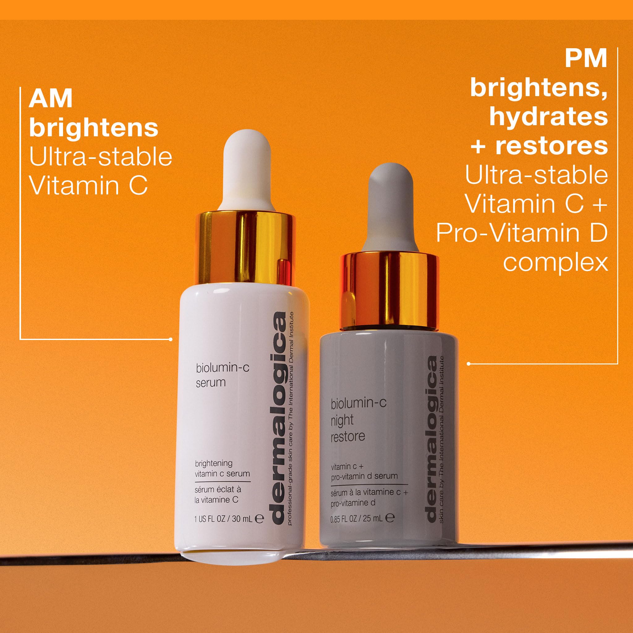 Dermalogica Biolumin-C Serum lactic acid imagery highlights gentle exfoliation