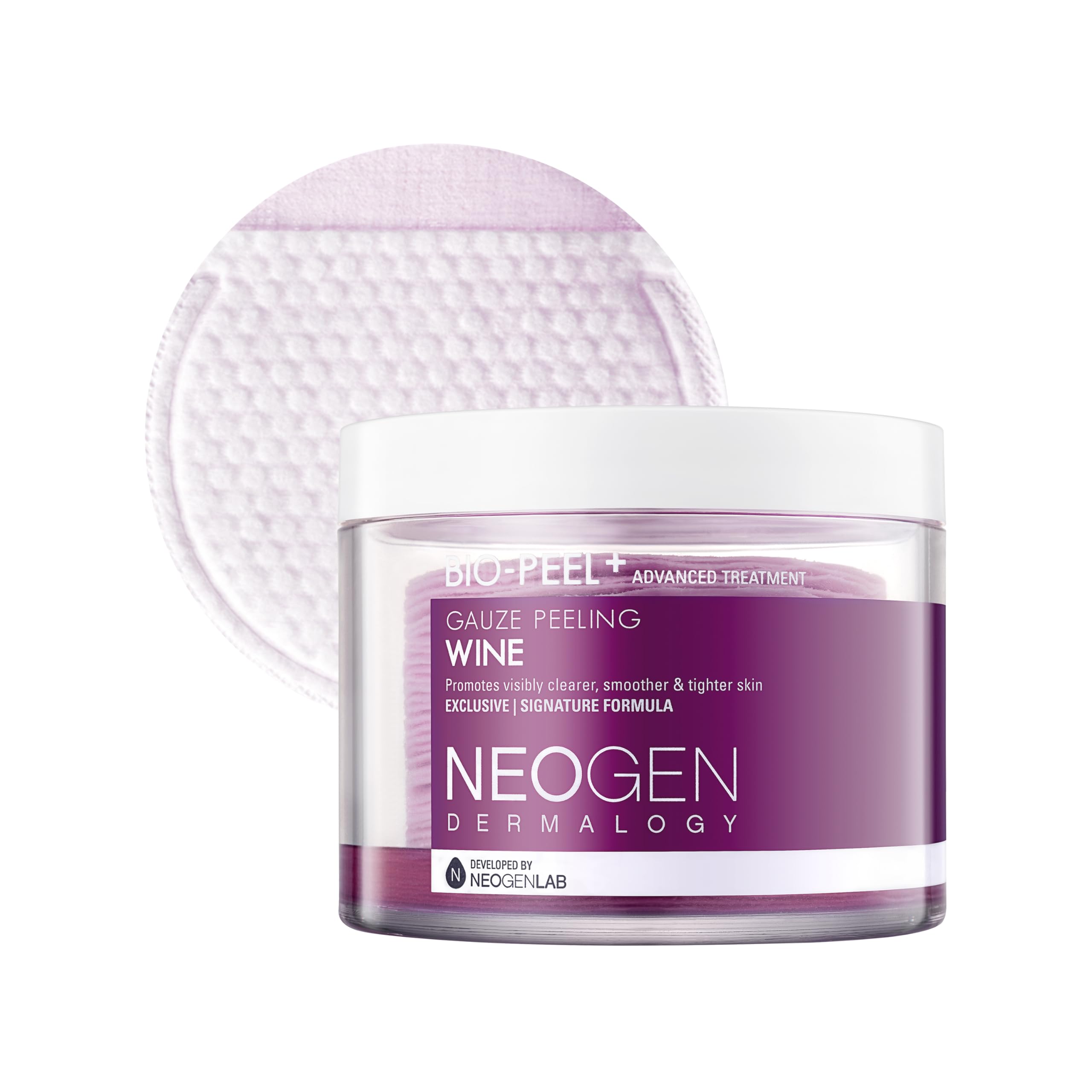 DERMALOGY Bio-Peel Wine Pad close-up showing exfoliating texture for smoother skin