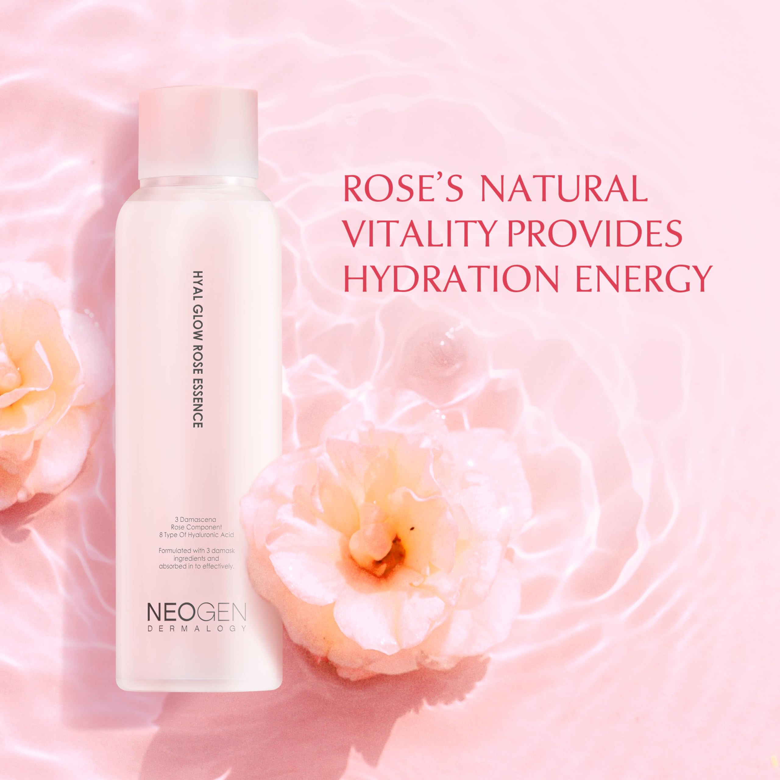 DERMALOGY Hyal Glow Rose Essence packaging on display hints at gift-ready skincare.