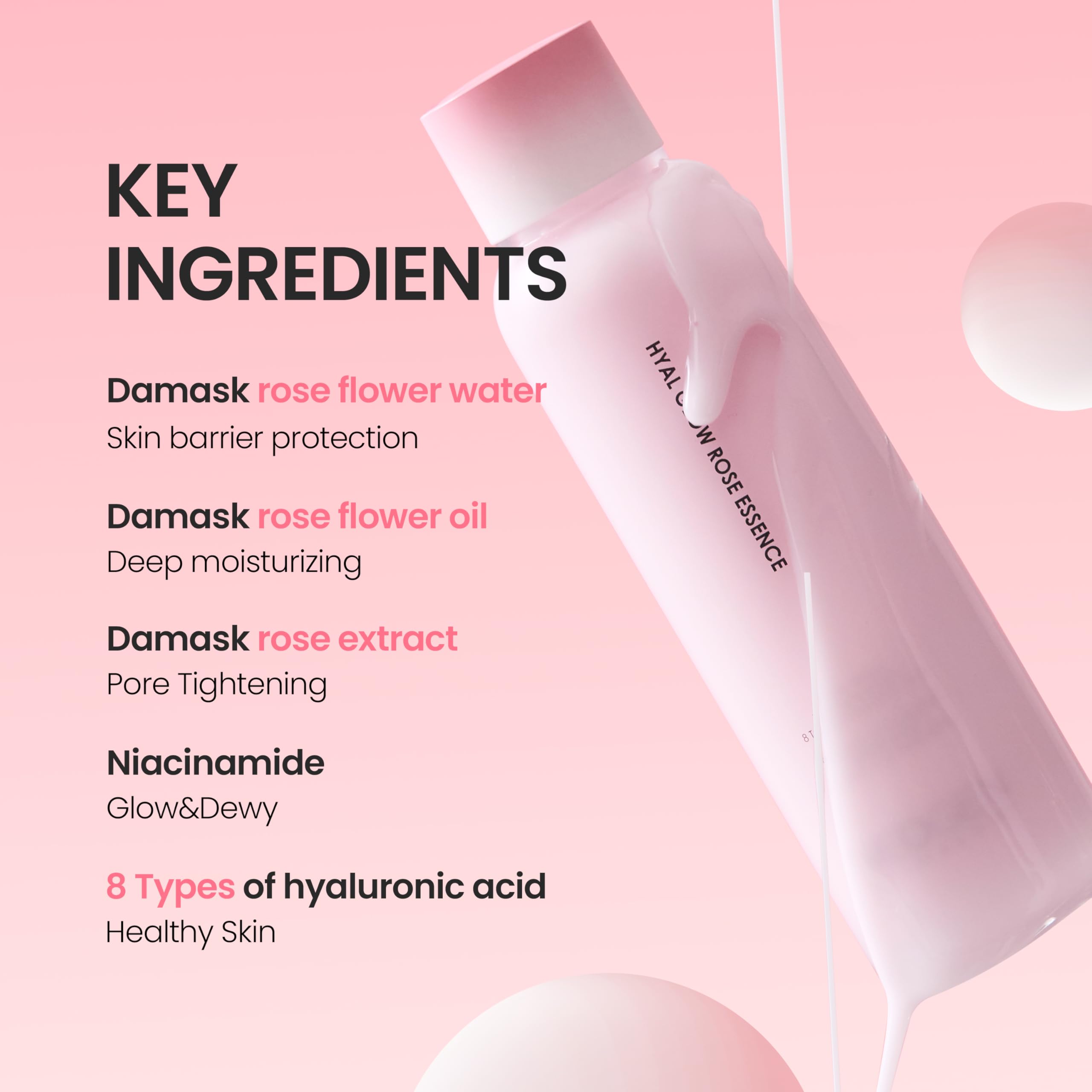 DERMALOGY Hyal Glow Rose Essence being gently patted into skin demonstrates layering ease.