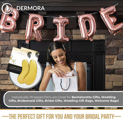 DERMORA Golden Glow eye patch application showing soothing, brightening effect.
