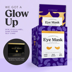 DERMORA Golden Glow under-eye patches close-up showing soothing hydration.