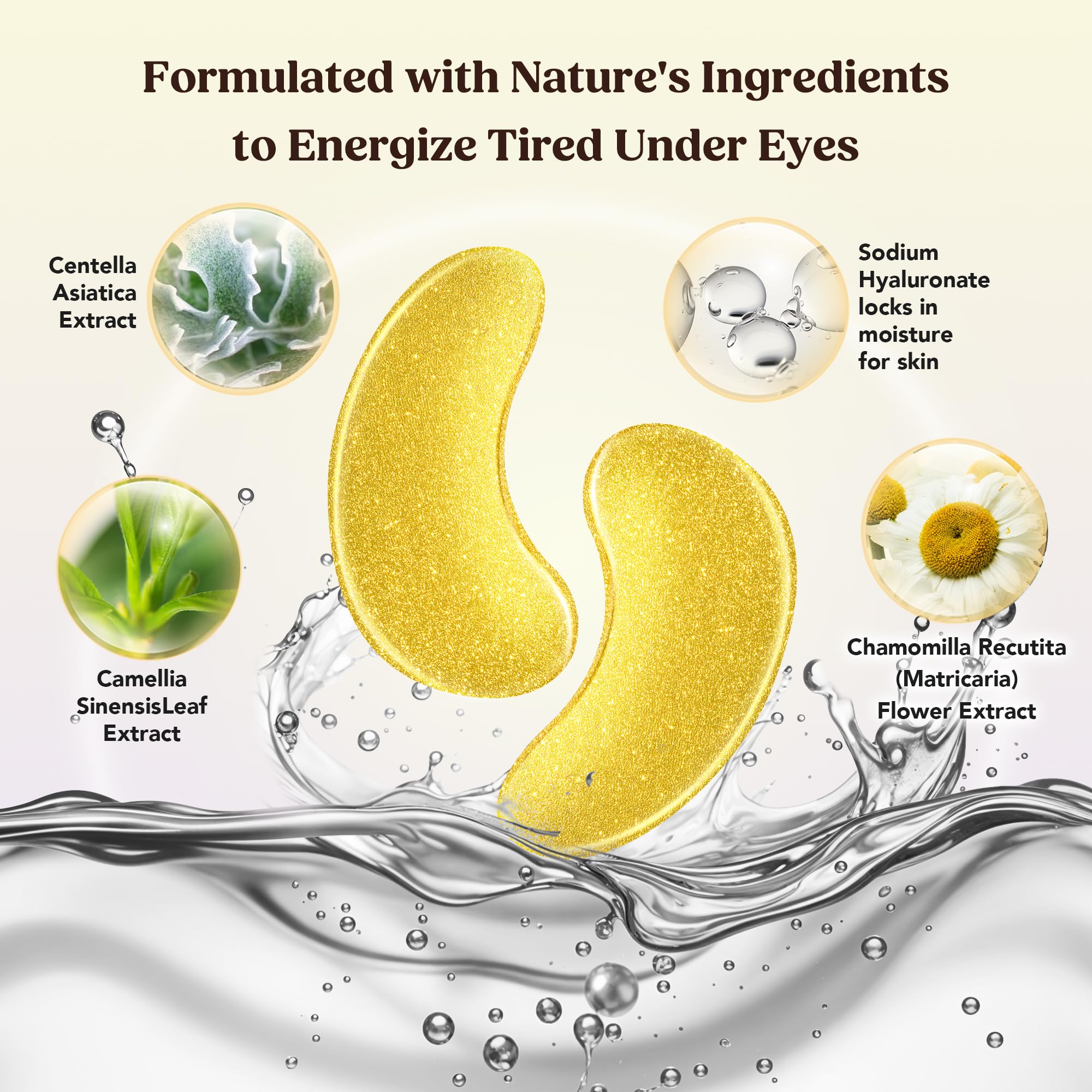 DERMORA Golden Glow under-eye patches targeting wrinkles and fine lines.