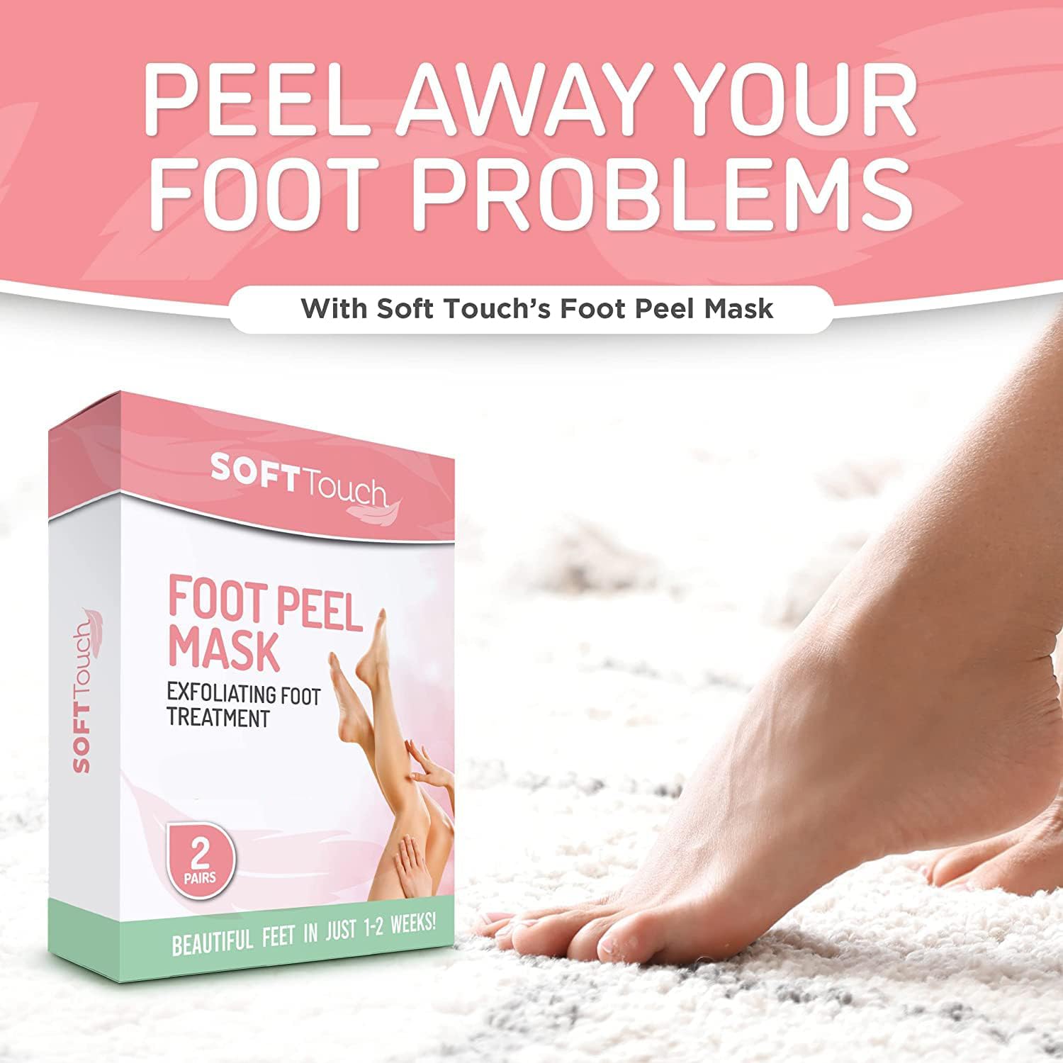 Dermora Soft Touch Foot Peel Mask being applied on foot for gentle exfoliation