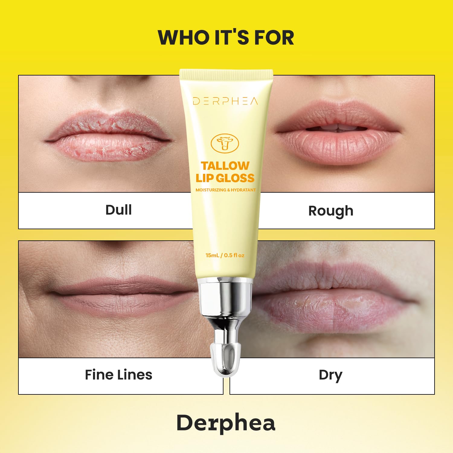 DERPHEA beef-tallow-lip-balm glossy-finish texture provides a non-sticky shine.