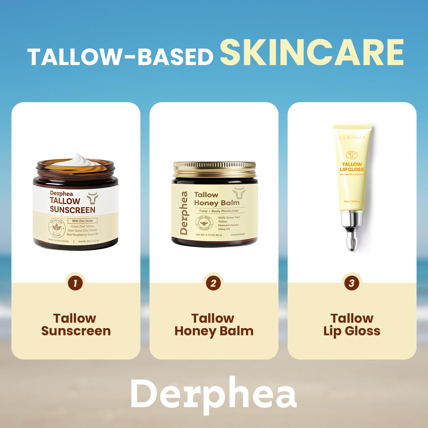 DERPHEA beef-tallow-lip-balm long-lasting-hydration keeps lips comfortable for hours.