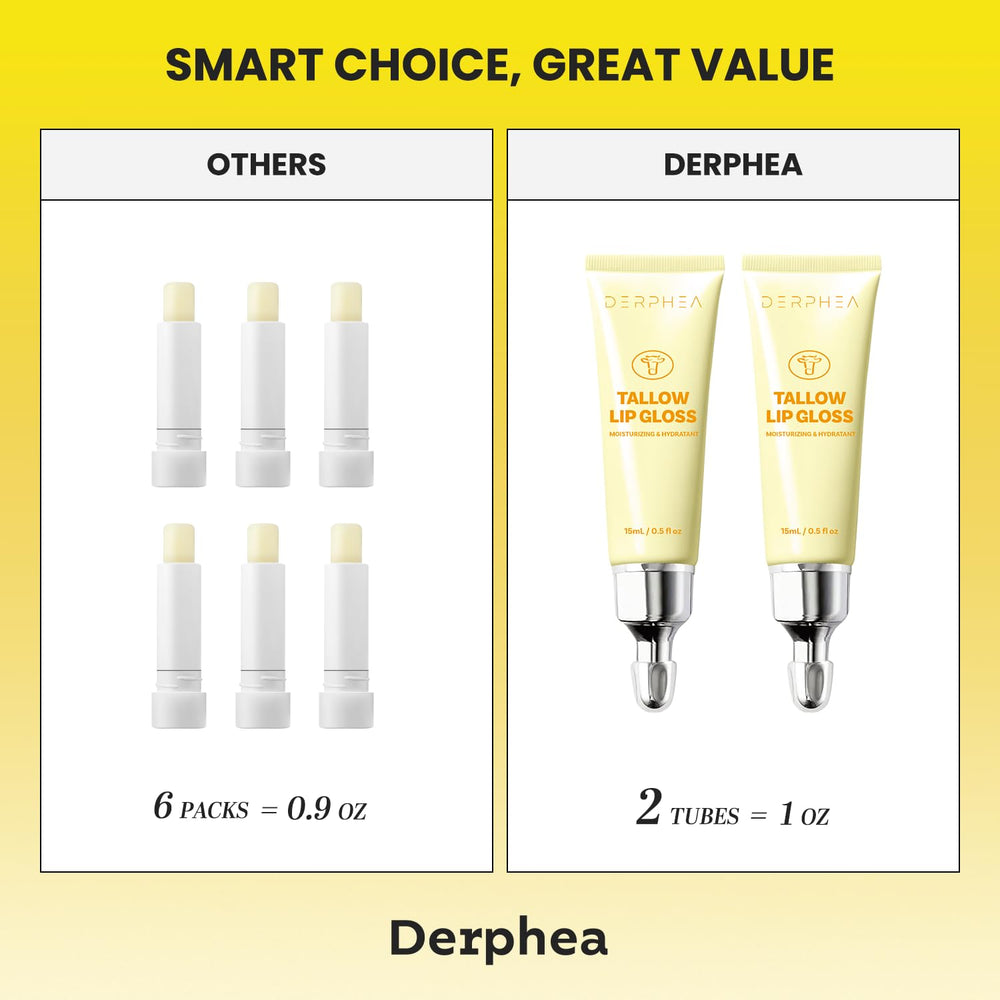DERPHEA beef-tallow-lip-balm shea-butter ingredient focuses on soothing and conditioning.