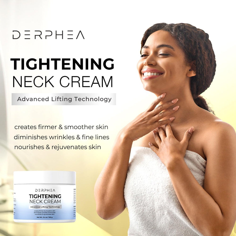 DERPHEA Neck Cream application spread illustrates smooth absorption and easy massage.
