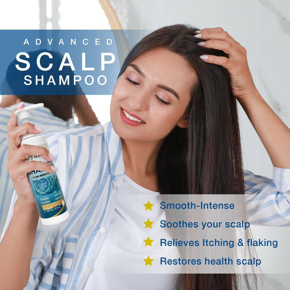 DERPHEA psoriasis shampoo lather shows cleansing action for flakes