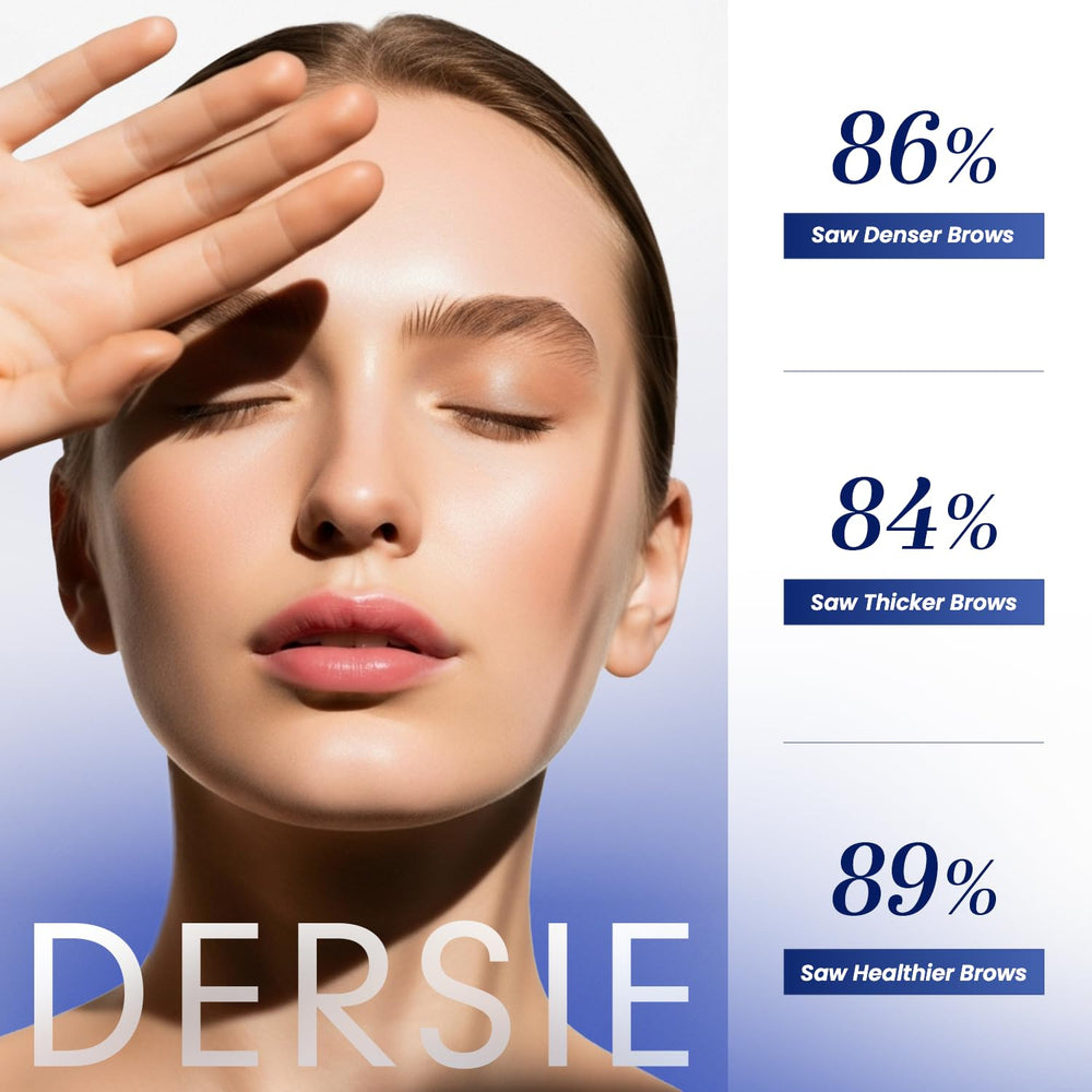 Dersie Eyebrow Growth Serum before-after showcases potential brow enhancement over time