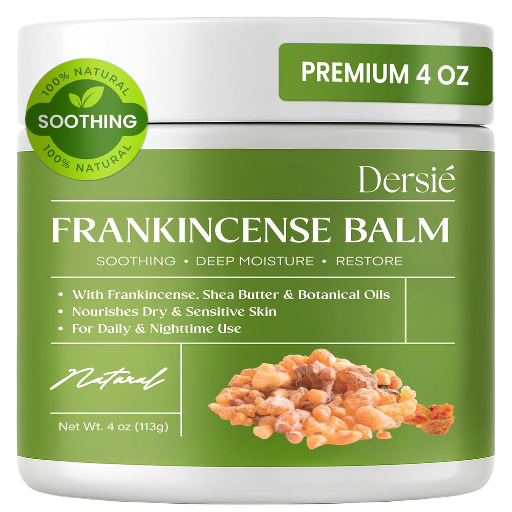Dersie Frankincense Balm jar closeup showing nourishing texture for skin and muscle comfort