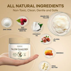 Dersie grass-fed tallow close-up highlights nourishing base for moisturized skin.