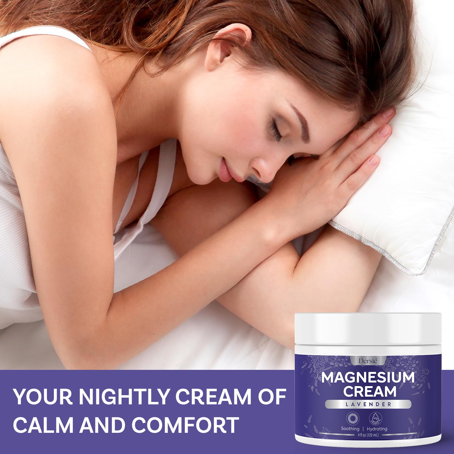 Dersie magnesium cream hand-application demonstrates quick, non-greasy moisture for daily use.