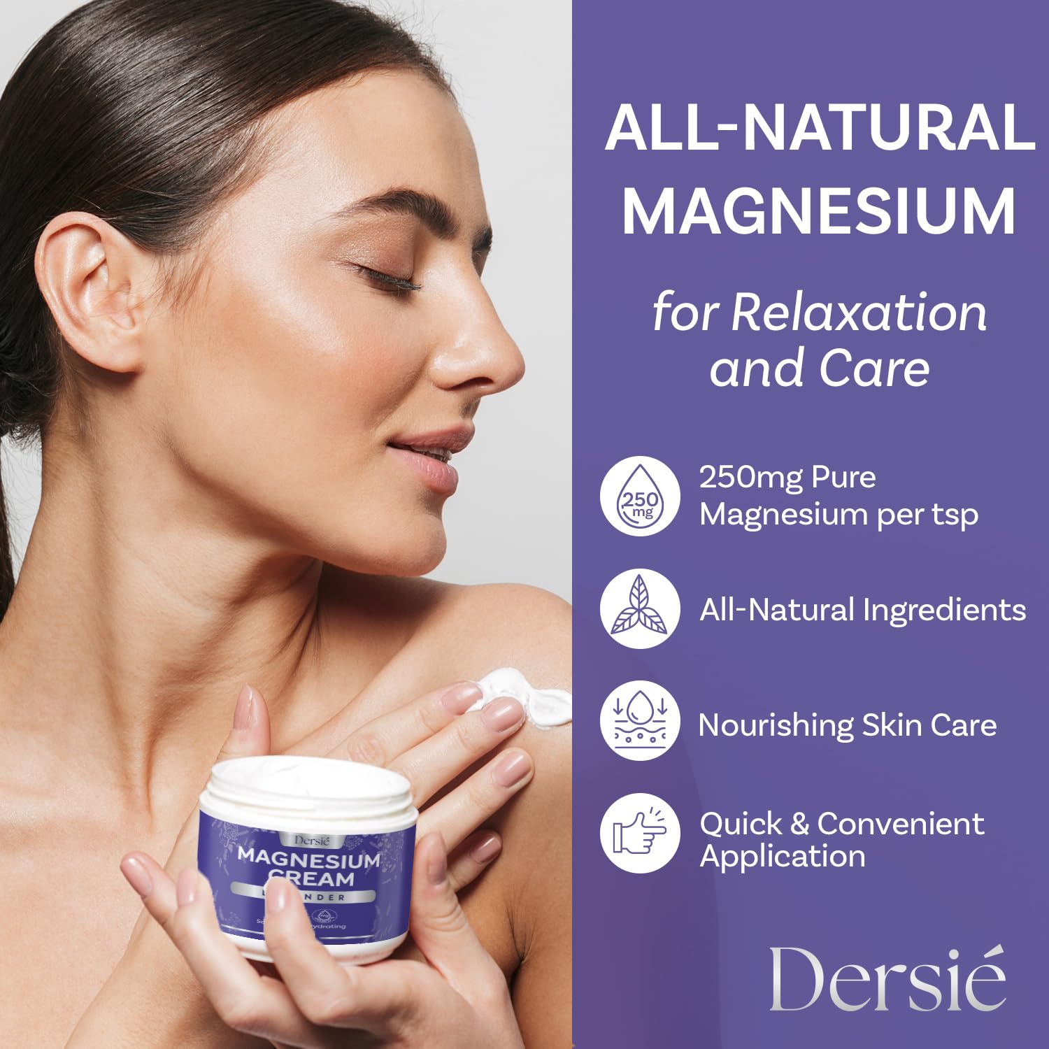 Dersie magnesium cream leg cramps application suits post-activity relief and comfort.