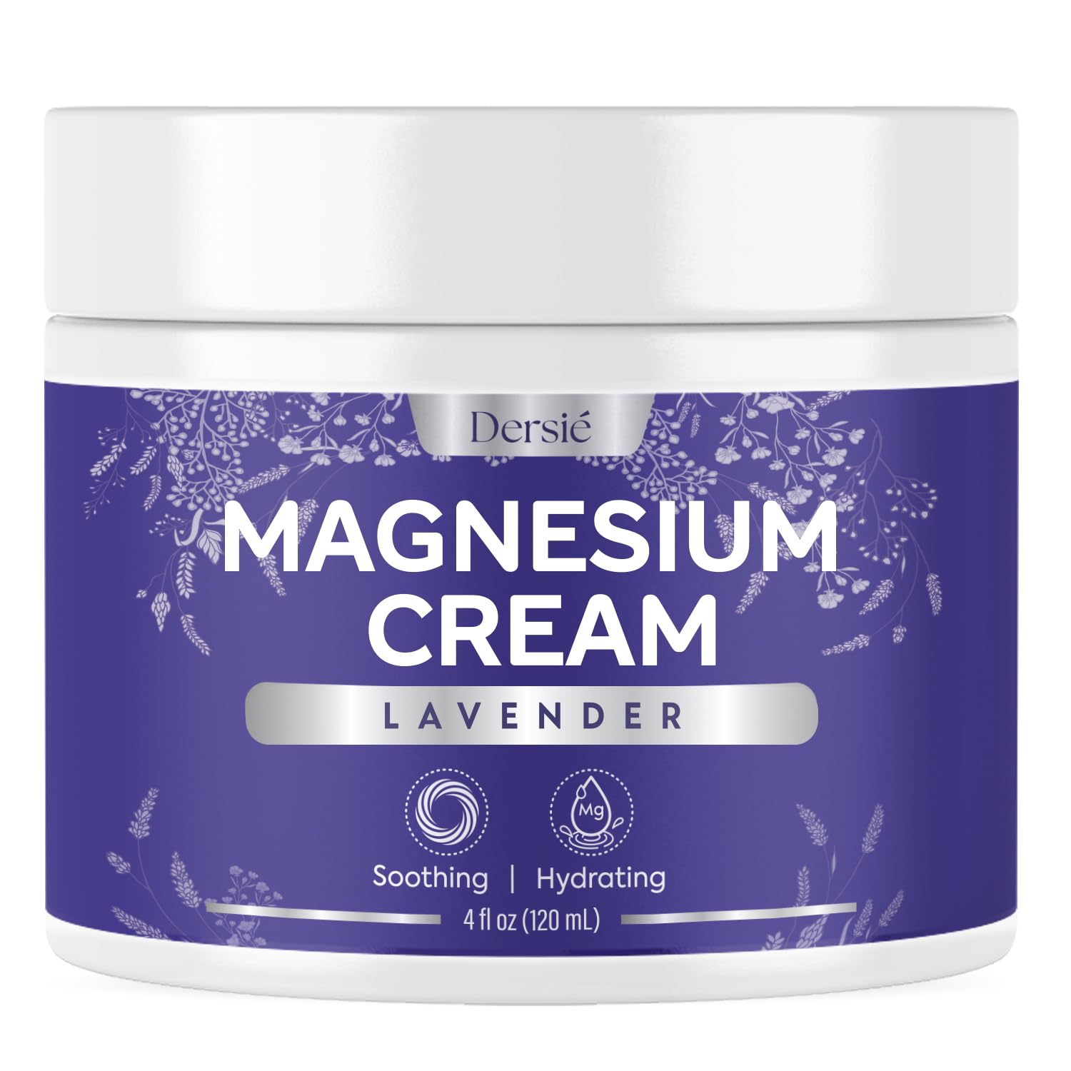 Dersie Magnesium Cream sleep bottle shows calming lavender infusion for nighttime routine.