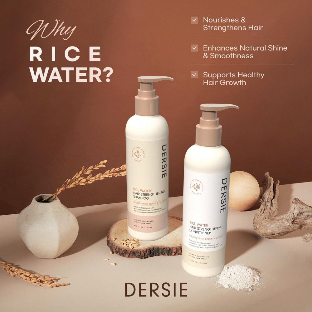 Dersie Rice Water Conditioner bottle focuses on deep hydration and silky softness