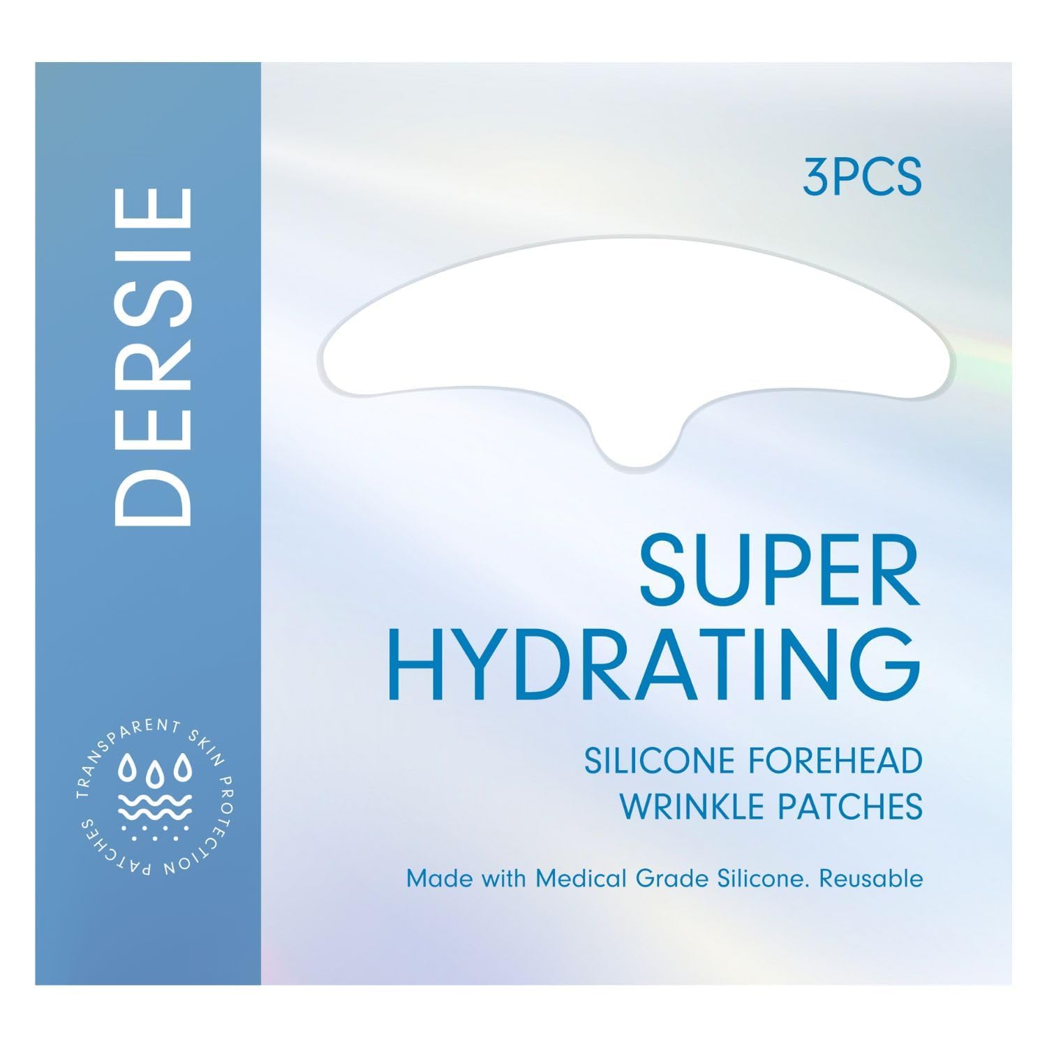 Dersie silicone forehead patches package—three reusable patches for overnight wrinkle reduction