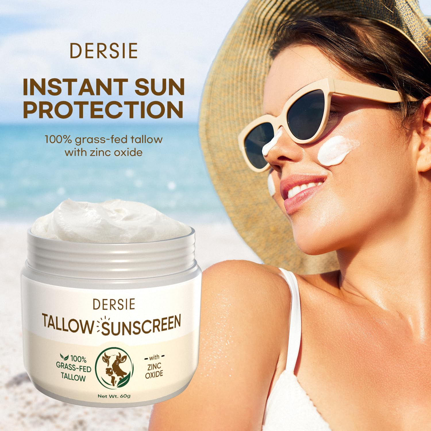 Dersie sun balm SPF30 tube application demonstrates quick, non-greasy sun protection in action.