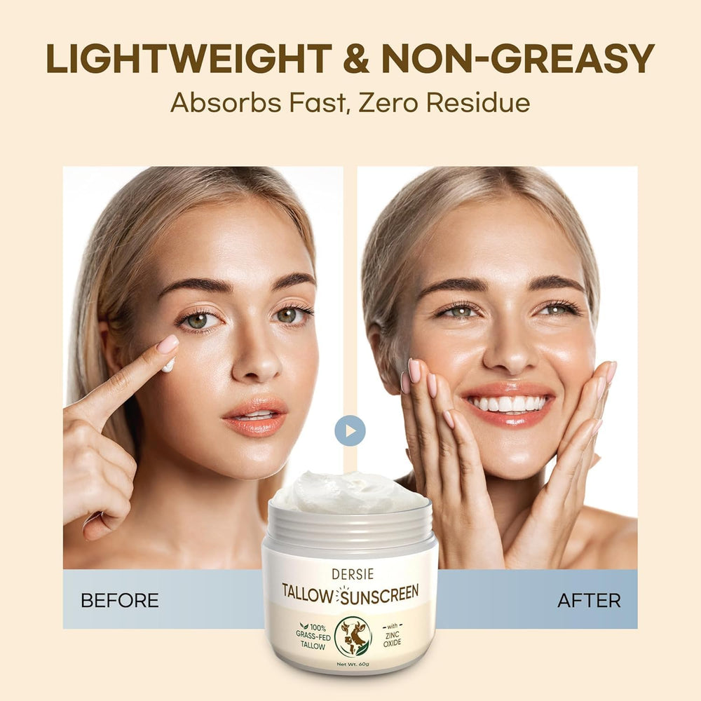Dersie sunscreen texture close-up demonstrates fast-absorbing, non-greasy finish.