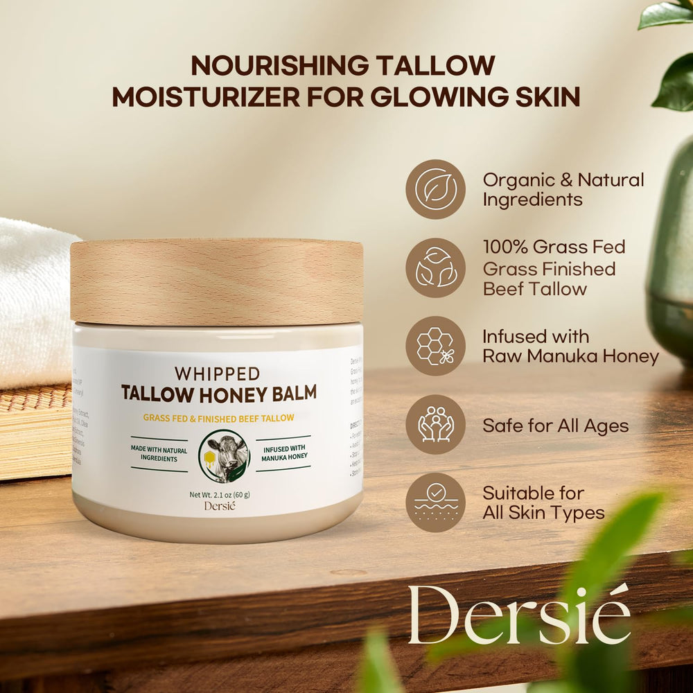 Dersie Tallow and Honey Balm hand-application shows non-greasy finish.