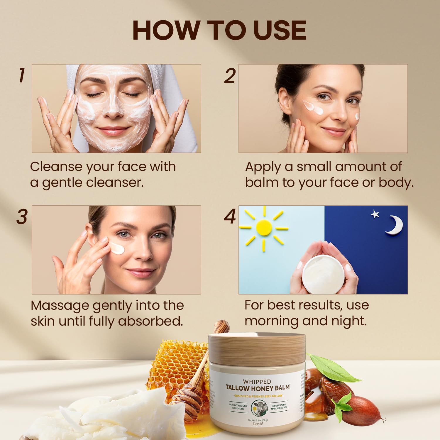 Dersie Tallow and Honey Balm packaging highlights natural skincare for the family.
