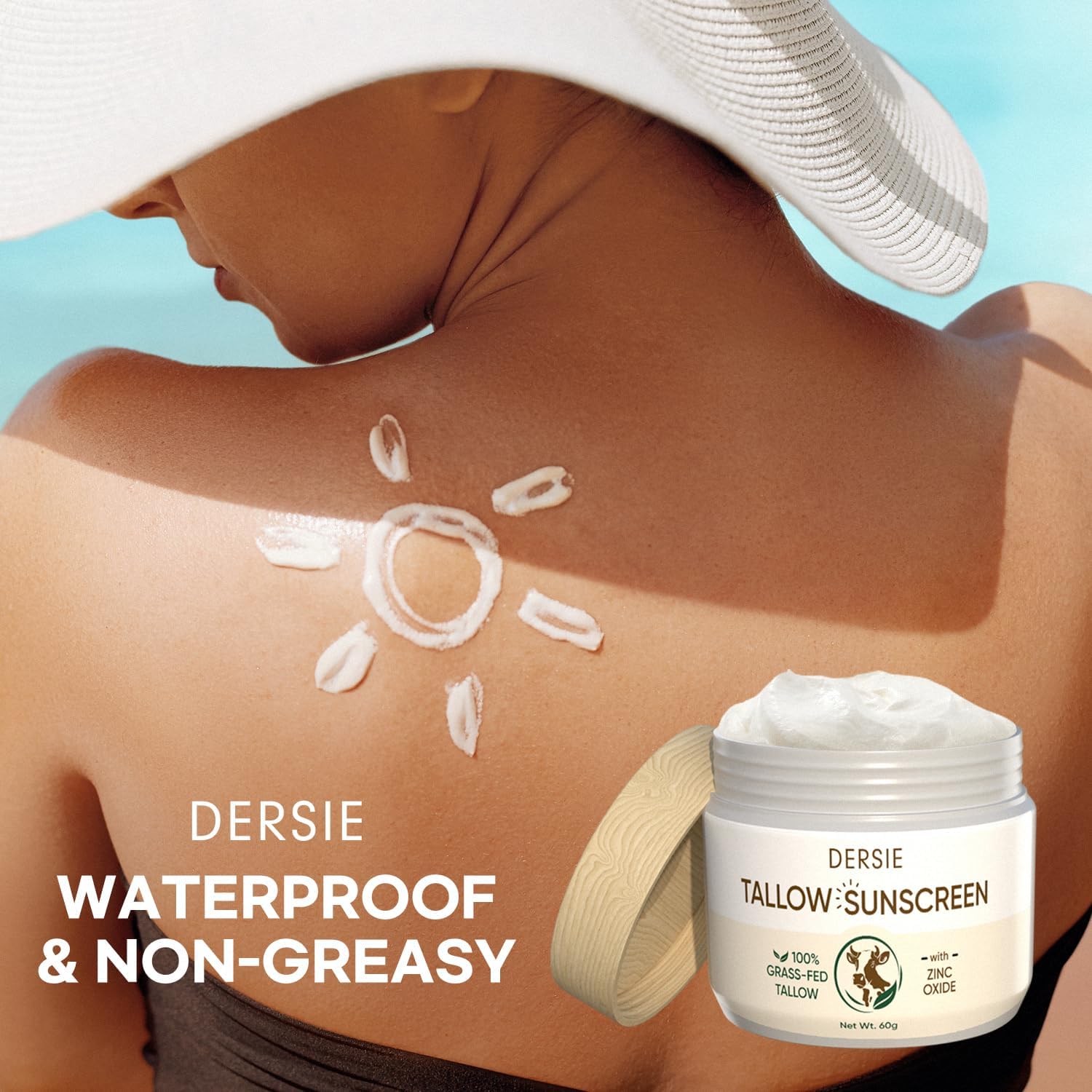 Dersie water-resistant image illustrates protection during activity and sweat.