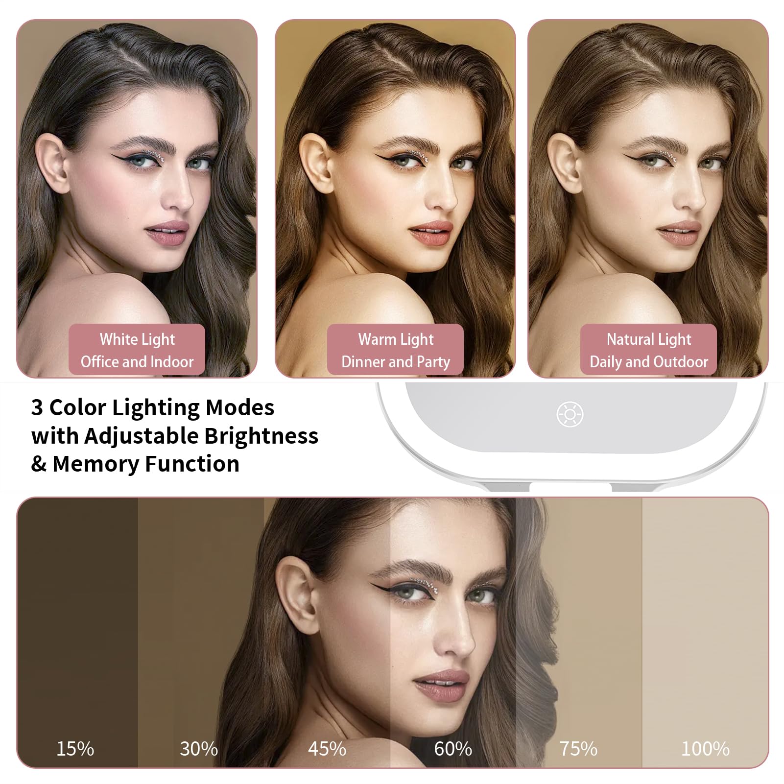 DESCHEN 1X/10X magnification for precise makeup and eyebrow shaping