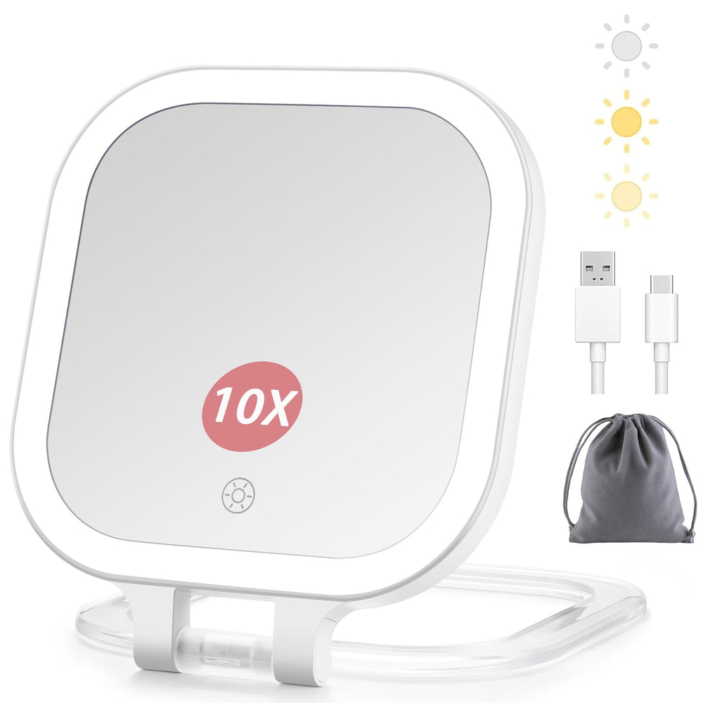 DESCHEN travel mirror folded for compact portability on the go