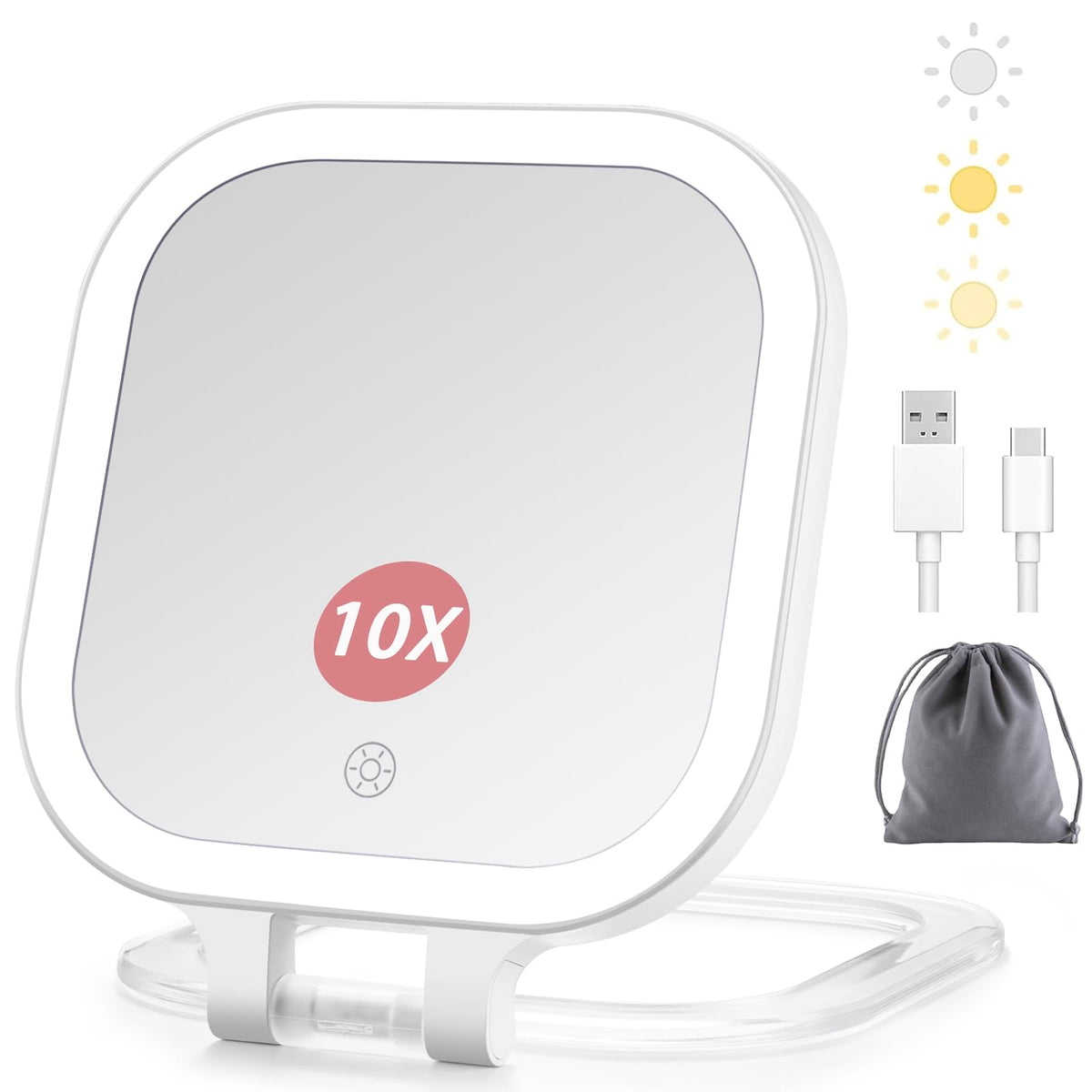 DESCHEN travel mirror folded for compact portability on the go