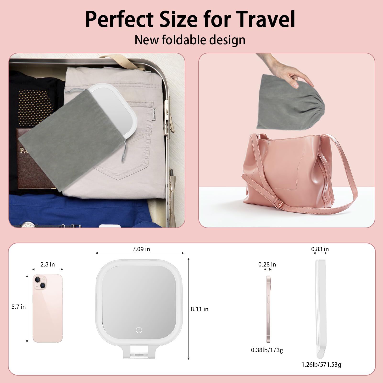 DESCHEN rechargeable mirror offers wireless use after charging