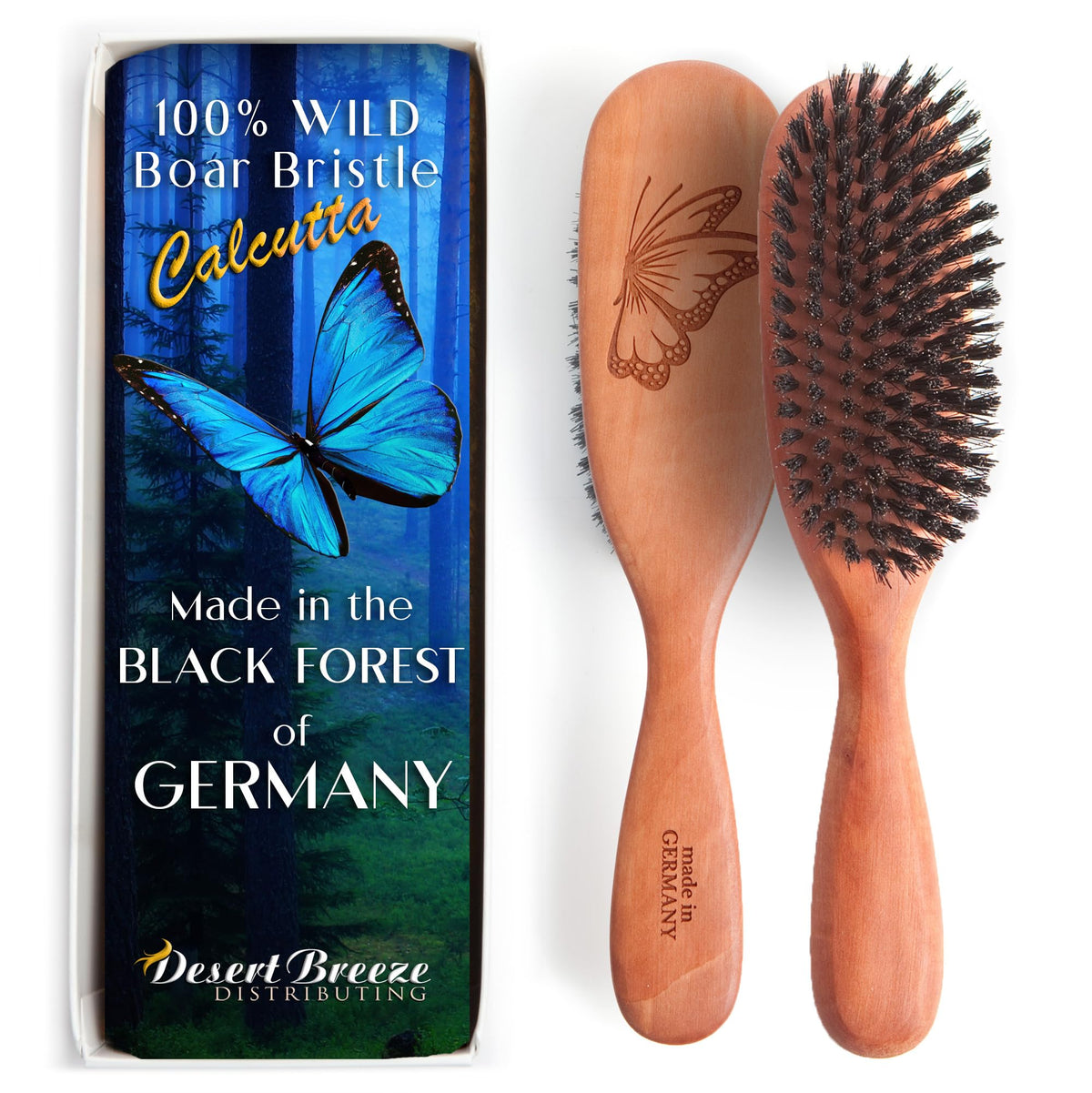 Desert Breeze Calcutta Bristle Brush close-up shows firm bristles for detangling and shine