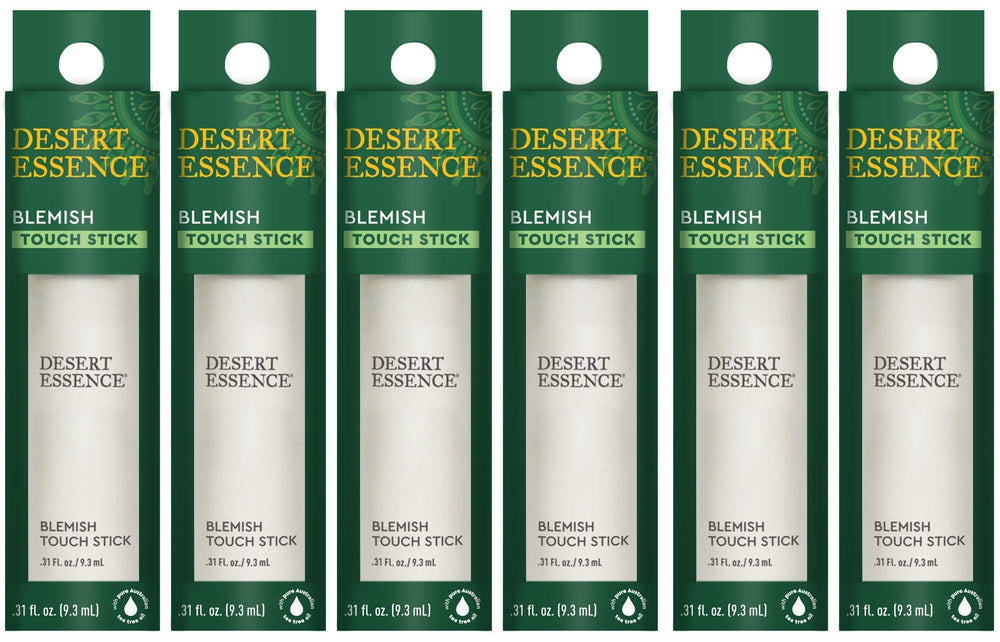 Desert Essence blemish touch stick pack-front, portable blemish care for travel-ready routines